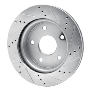 Dodge Dakota Brake Rotor (1) - Front Left - R1 Concepts - Drilled & Slotted - Silver - `05-`11